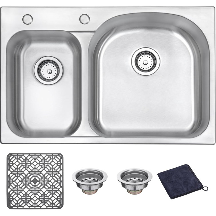 31.5'' Stainless Steel Double Bowl Drop-In Kitchen Sink