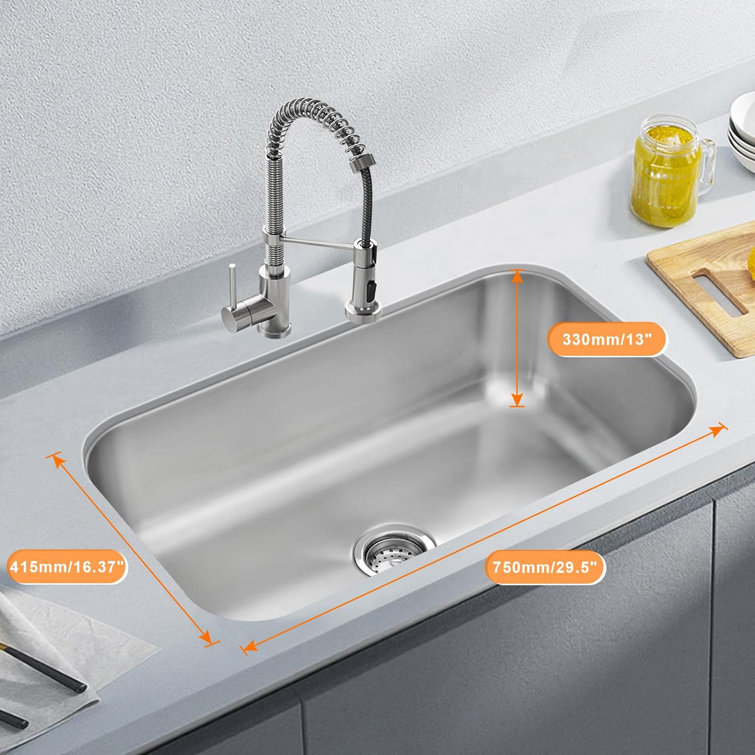 31.5 Inch Satin Stainless Steel Undermount Kitchen Sink