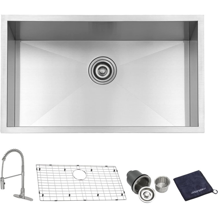 30-Inch Stainless Steel Single Bowl Undermount Kitchen Sink with Faucet