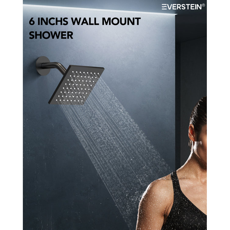 Matte Black Dual Rainfall LED Shower System with Thermostatic Valve