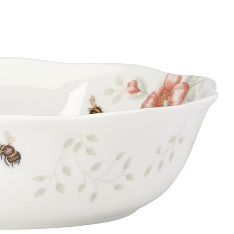 White Floral Ceramic Soup Bowls, Set of 4