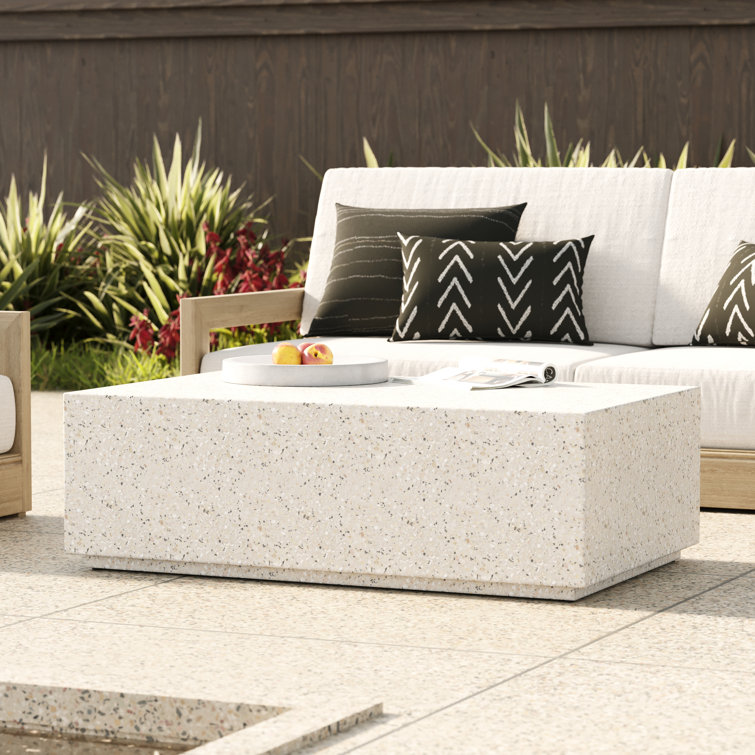 Polly 51" White Concrete Rectangular Coffee Table