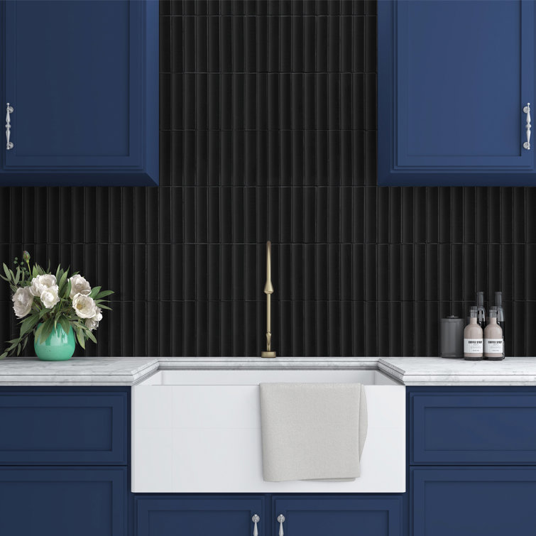 12.52" x 11.89" Black Honed Marble Mosaic Tile