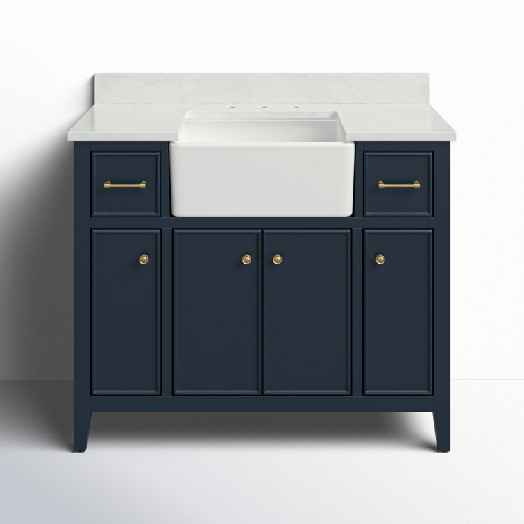 Indigo Blue Single Bathroom Vanity with White Ceramic Sink