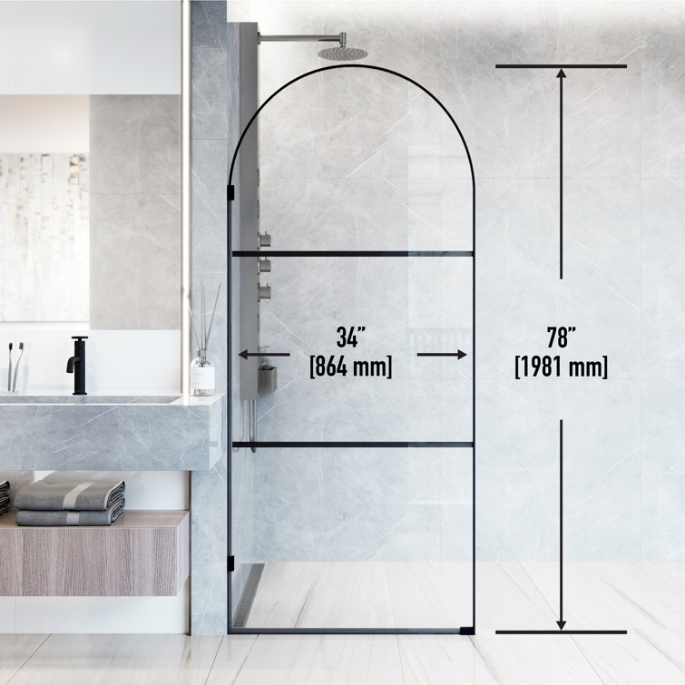 Arden Matte Black 34" x 78" Framed Shower Screen with Clear Glass
