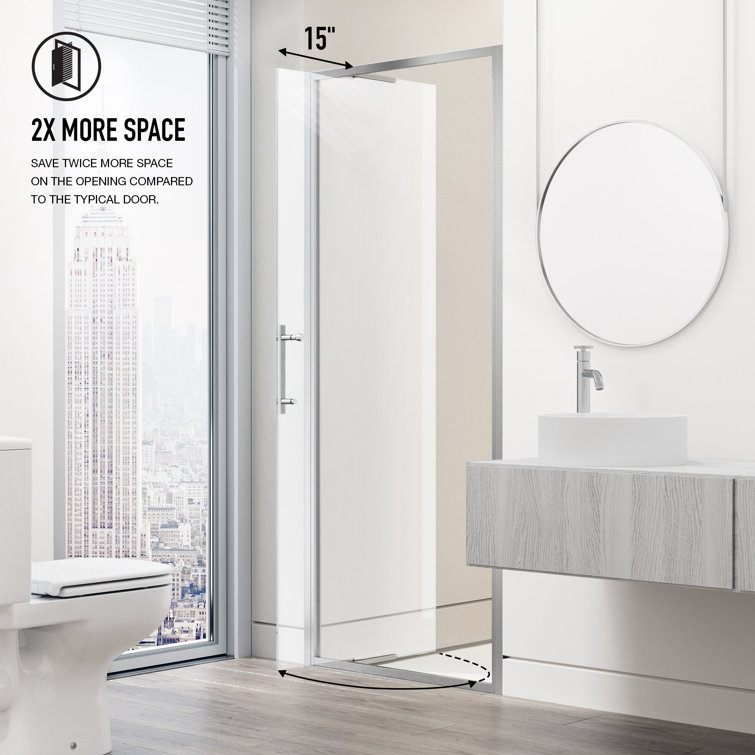 Astoria 30" x 76" Chrome Framed Pivot Shower Door with Clear Glass