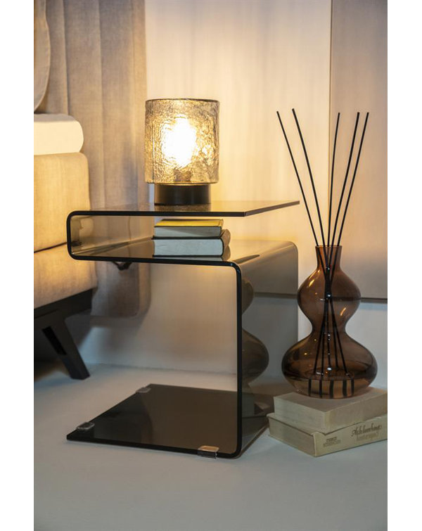 Brown Glass Rectangular Modern End Table