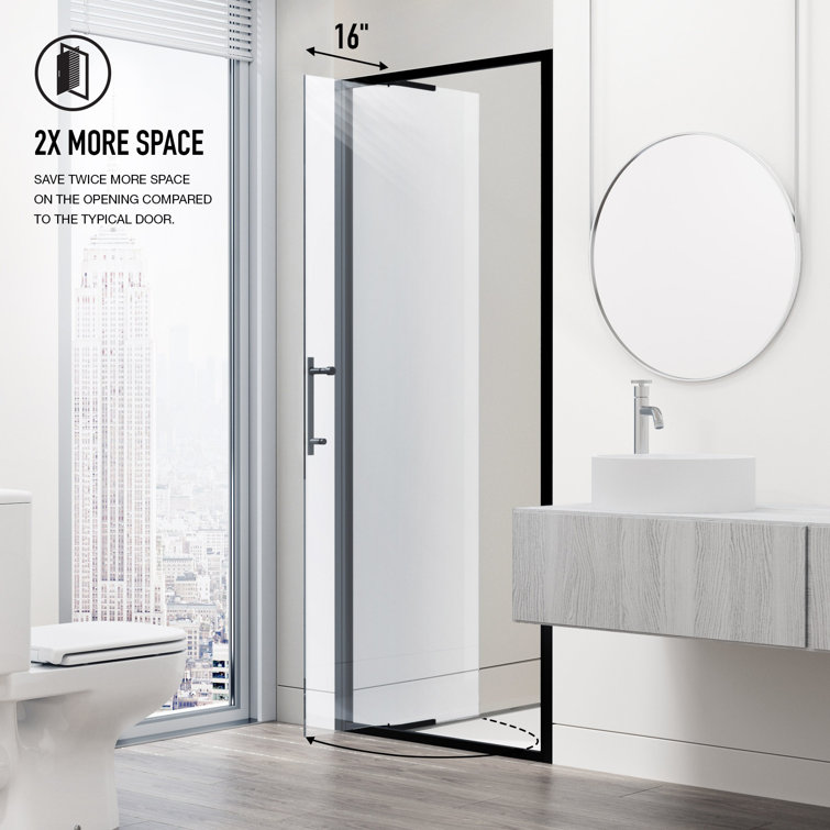 Astoria 76" High Matte Black Framed Pivot Shower Door