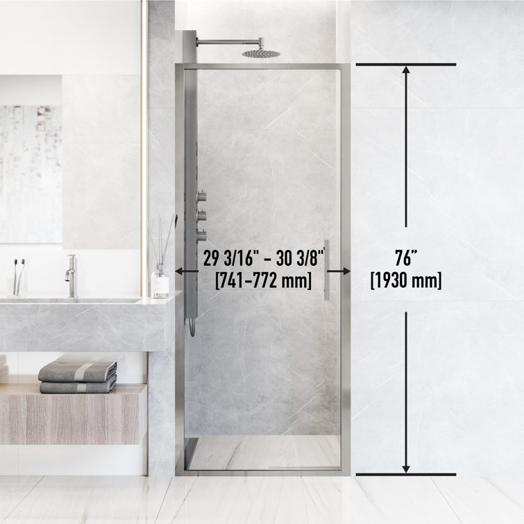 Astoria 30" x 76" Chrome Framed Pivot Shower Door with Clear Glass