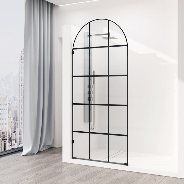 Arden Matte Black 34" x 78" Framed Shower Screen with Clear Glass