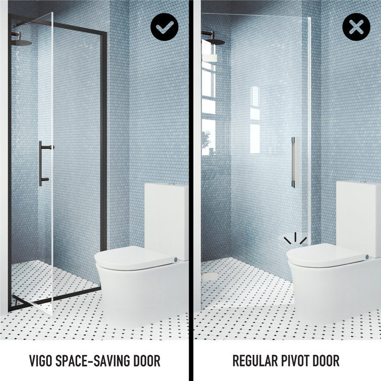 Astoria 76" High Matte Black Framed Pivot Shower Door