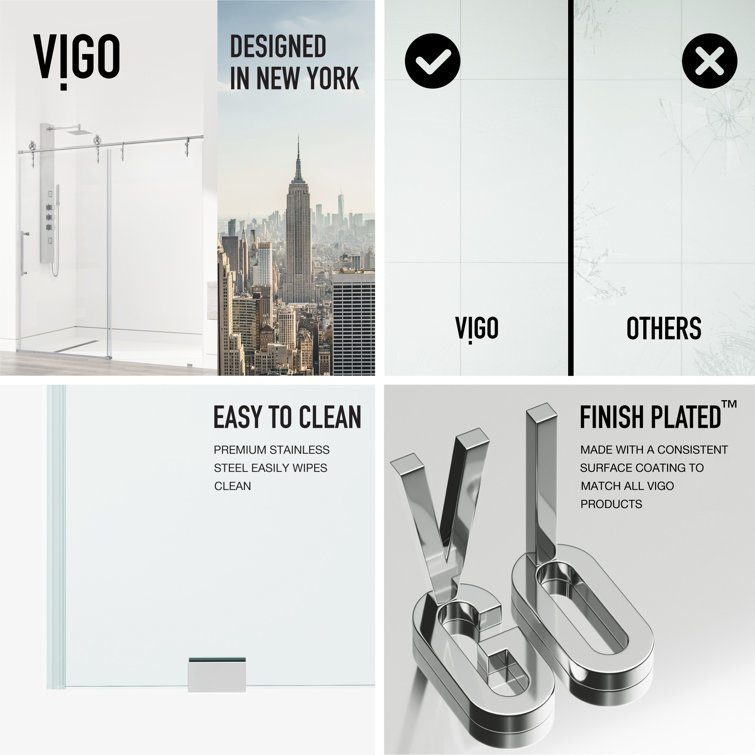 Hamilton 56-60" Chrome Frameless Sliding Shower Door with Clear Glass