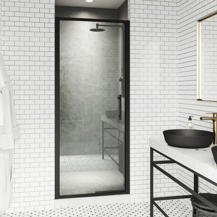 Astoria 76" High Matte Black Framed Pivot Shower Door