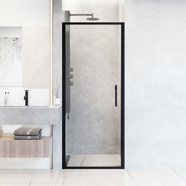 Astoria 76" High Matte Black Framed Pivot Shower Door