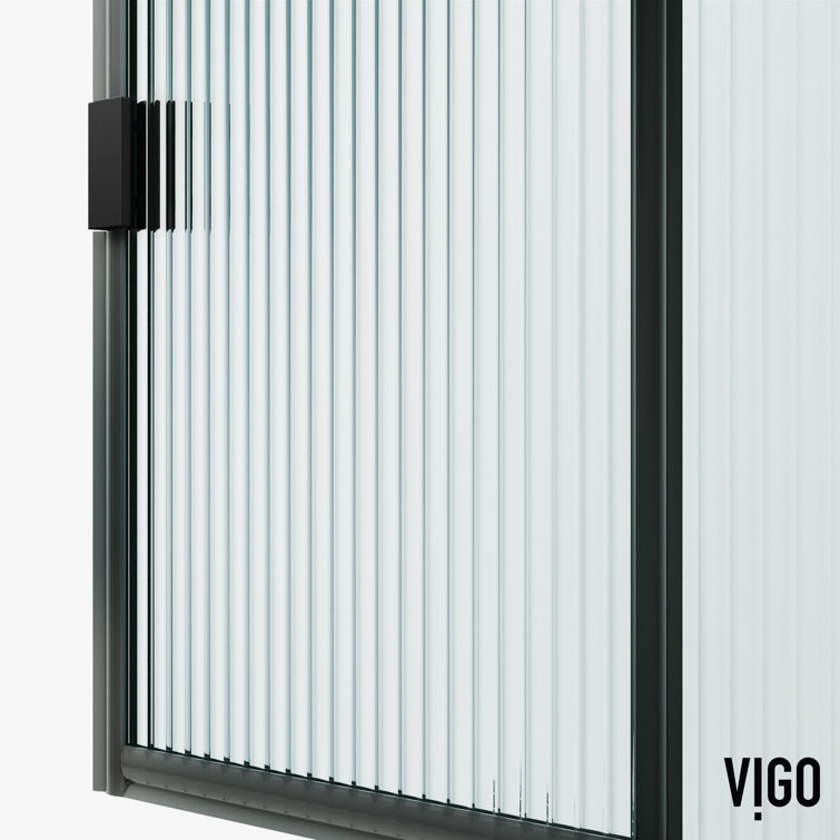 Arden Matte Black 34" x 78" Framed Shower Screen with Fluted Glass
