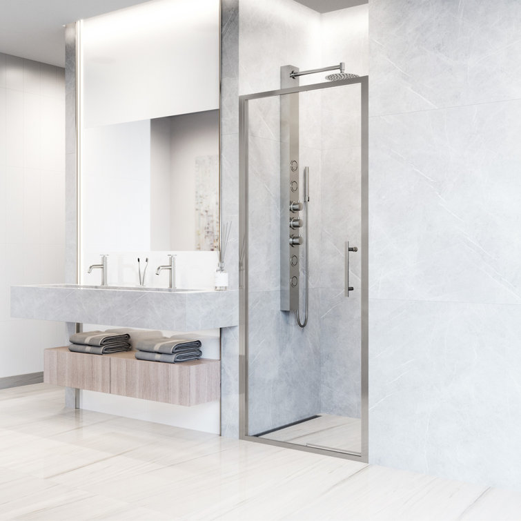 Astoria 30" x 76" Chrome Framed Pivot Shower Door with Clear Glass