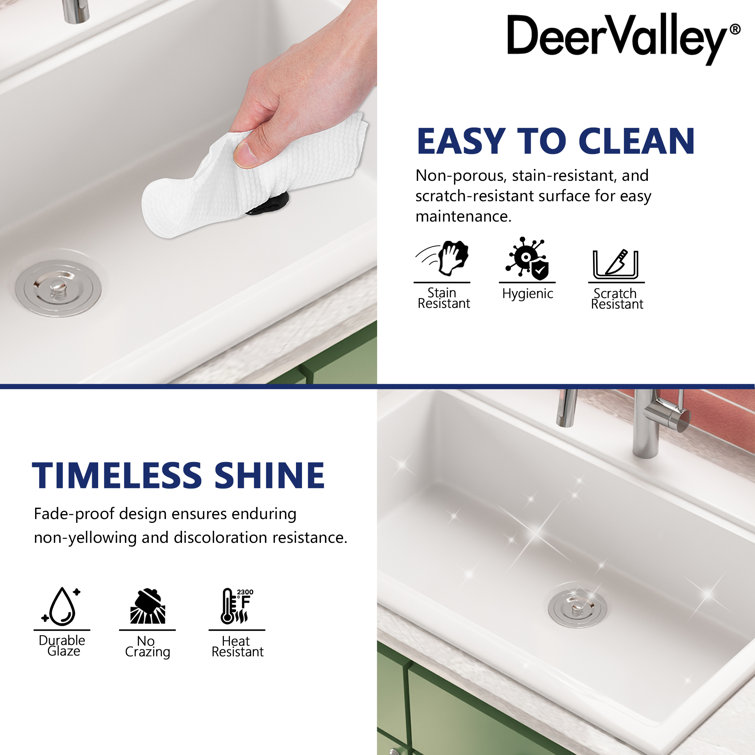 White Fireclay Single Bowl Drop-In Workstation Sink