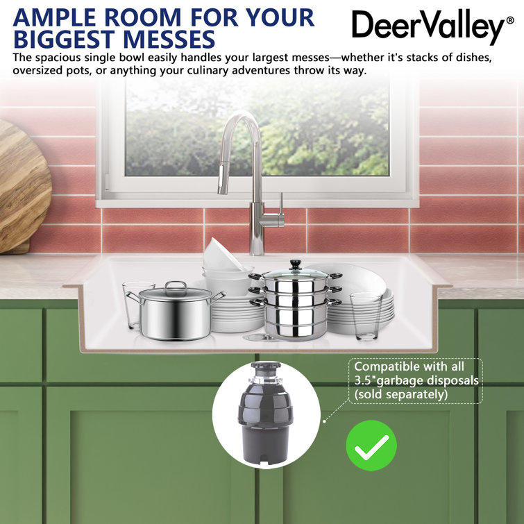 White Fireclay Single Bowl Drop-In Workstation Sink