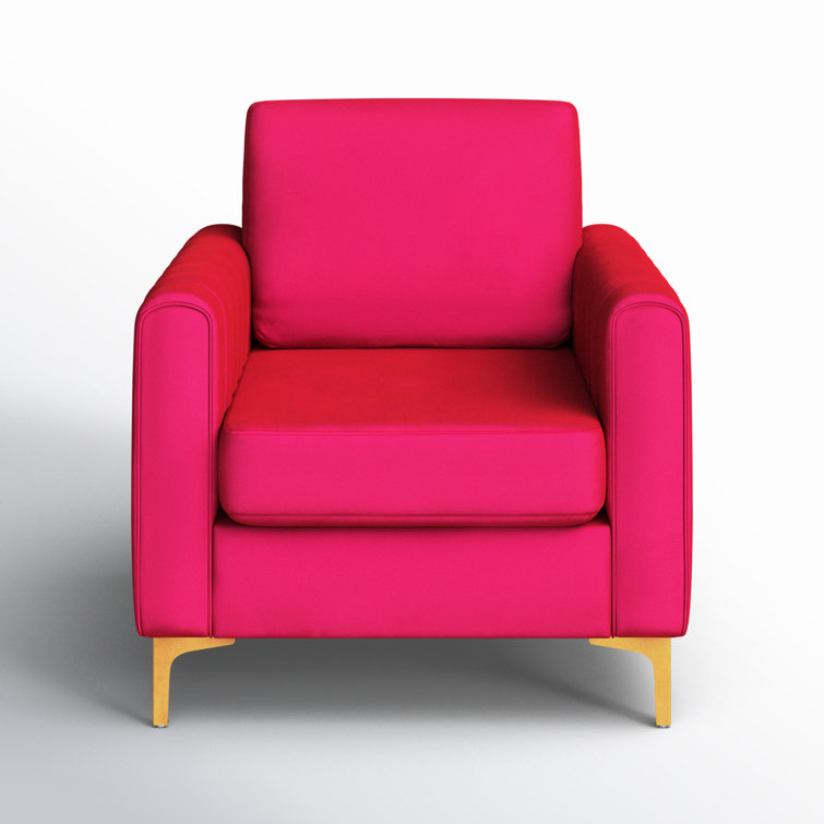 Fuchsia Velvet Club Armchair with Gold Metal Legs