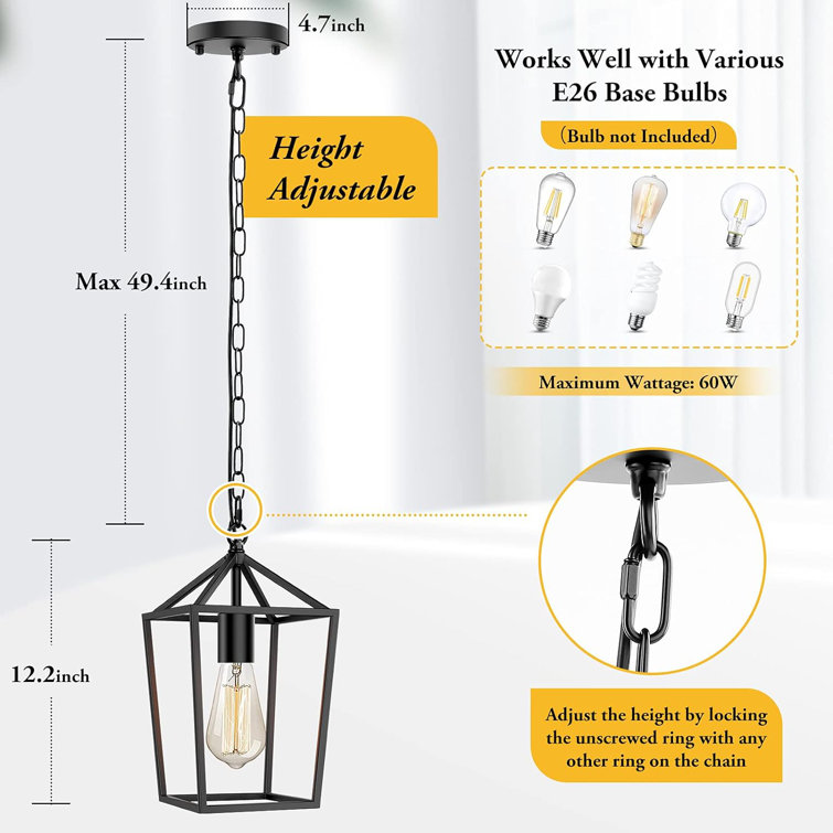 Black Metal Farmhouse Pendant Light with Open Cage Design