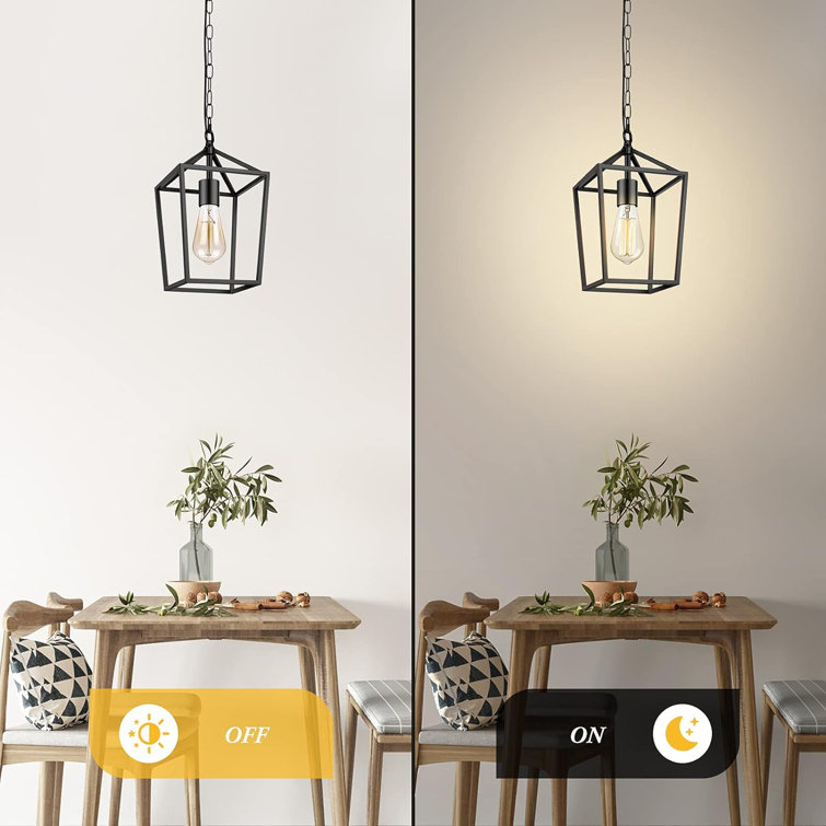 Black Metal Farmhouse Pendant Light with Open Cage Design
