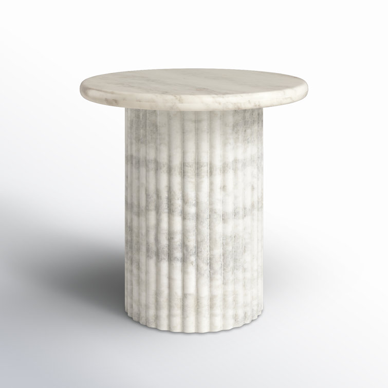 White Marble Round Fluted Side Table