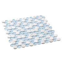 Space Blue Penny Round Marble Mosaic Tile
