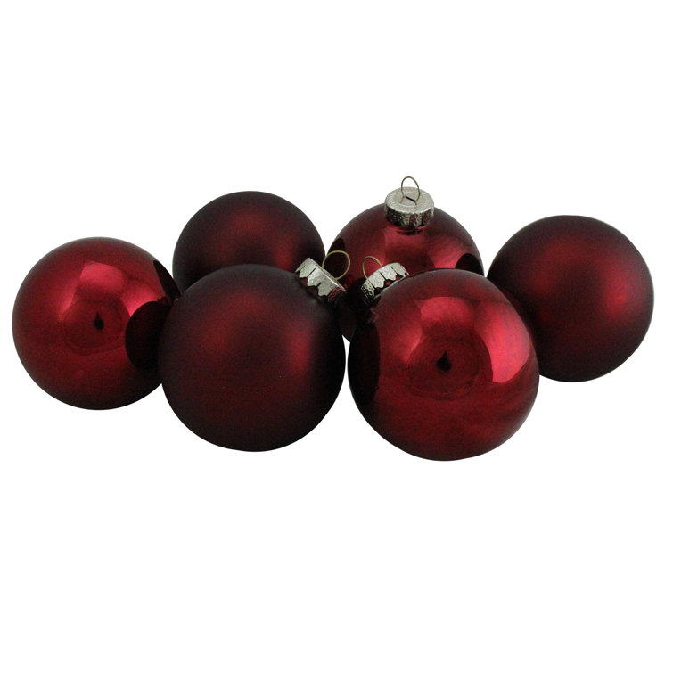 Burgundy Red Glass Ball Christmas Ornament Set