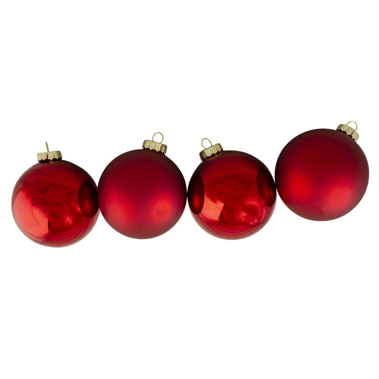 Red and Gold Matte Glass Christmas Ball Ornament Set