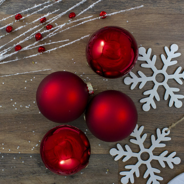 Red and Gold Matte Glass Christmas Ball Ornament Set