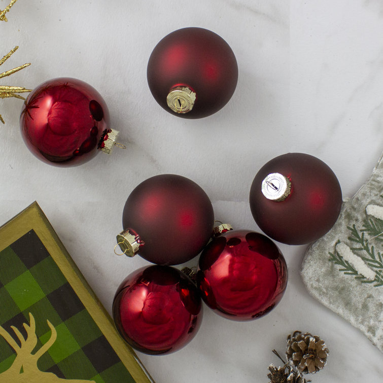 Burgundy Red Glass Ball Christmas Ornament Set