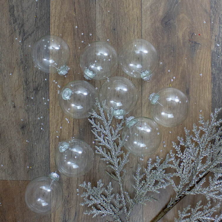 Clear Frosted Glass Christmas Ball Ornament Set
