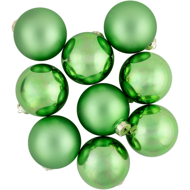 Kiwi Green Shiny and Matte Glass Ball Ornament Set
