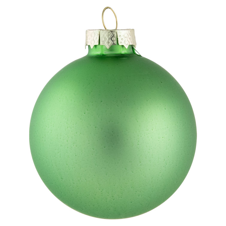 Kiwi Green Shiny and Matte Glass Ball Ornament Set