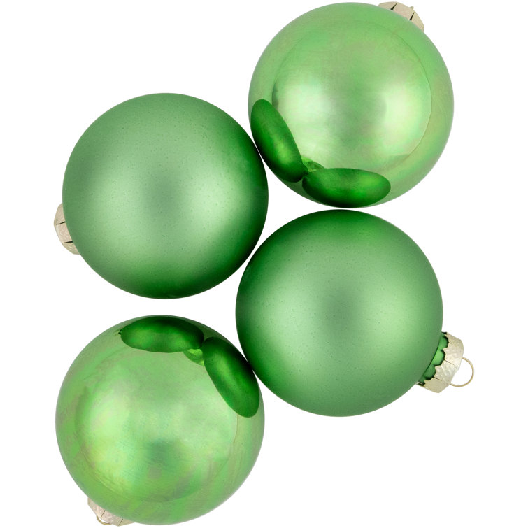 Kiwi Green Shiny and Matte Glass Ball Ornament Set