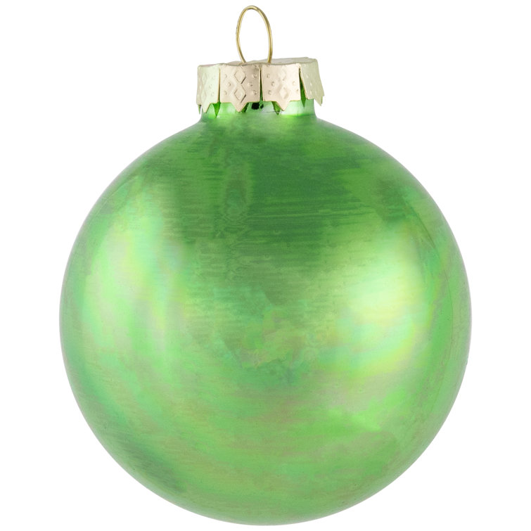 Kiwi Green Shiny and Matte Glass Ball Ornament Set