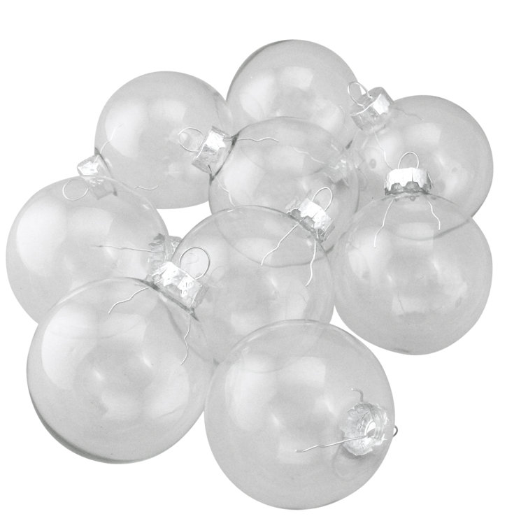 Clear Frosted Glass Christmas Ball Ornament Set