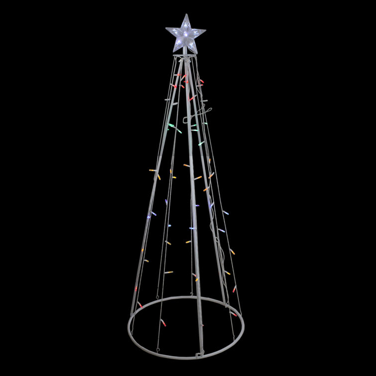 5' Traditional Multi-Color LED Lighted Outdoor Christmas Cone Tree