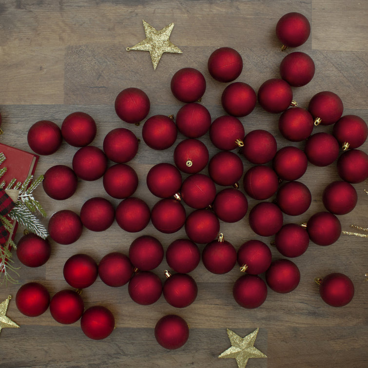 60-Piece Red Matte Shatterproof Christmas Ball Ornament Set