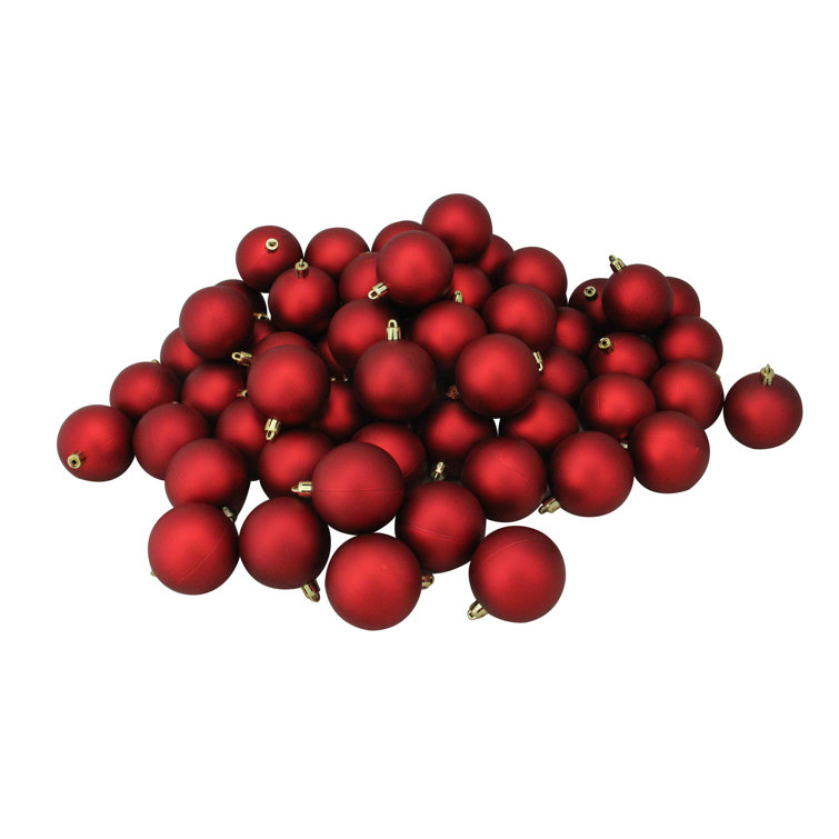 60-Piece Red Matte Shatterproof Christmas Ball Ornament Set