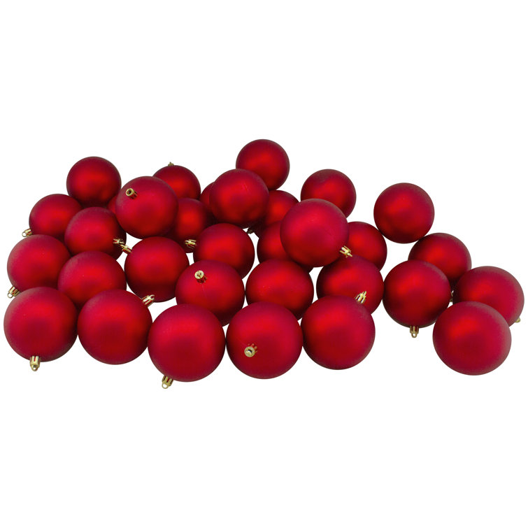 32-Piece Red Matte Shatterproof Christmas Ball Ornaments Set