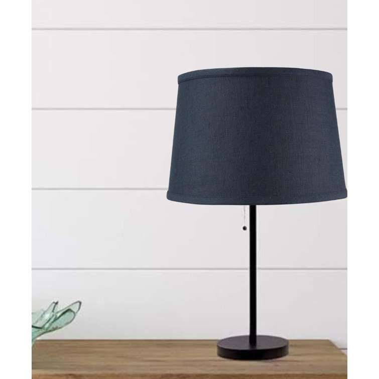 Textured Slate Blue Linen Drum Lamp Shade