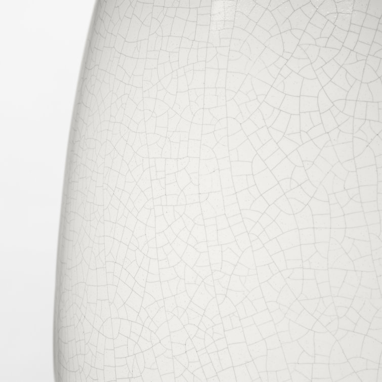 White Crackle Ceramic Table Lamp with Linen Shade