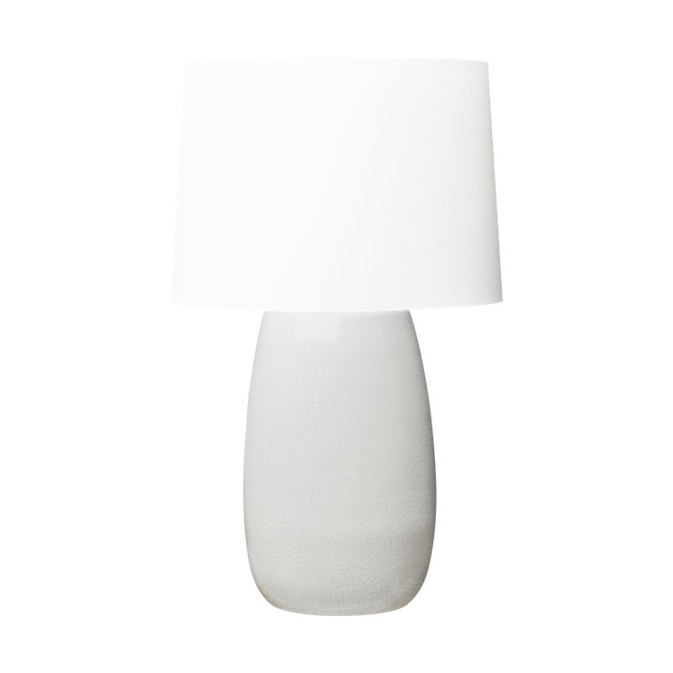 White Crackle Ceramic Table Lamp with Linen Shade
