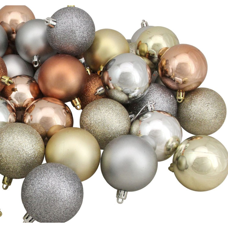 Shatterproof Gold and Silver 60-Piece Christmas Ball Ornament Set