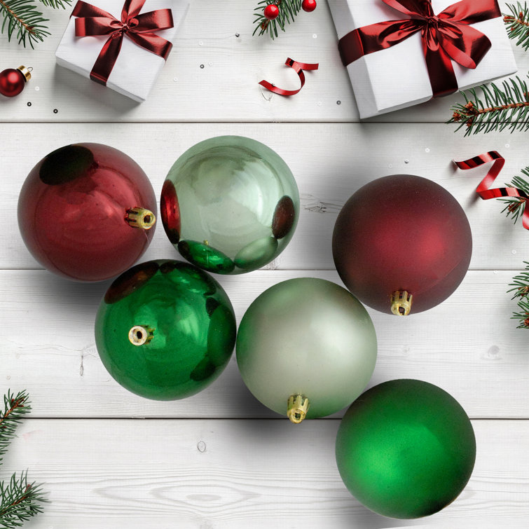 32-Piece Red and Green Shatterproof Christmas Ball Ornament Set