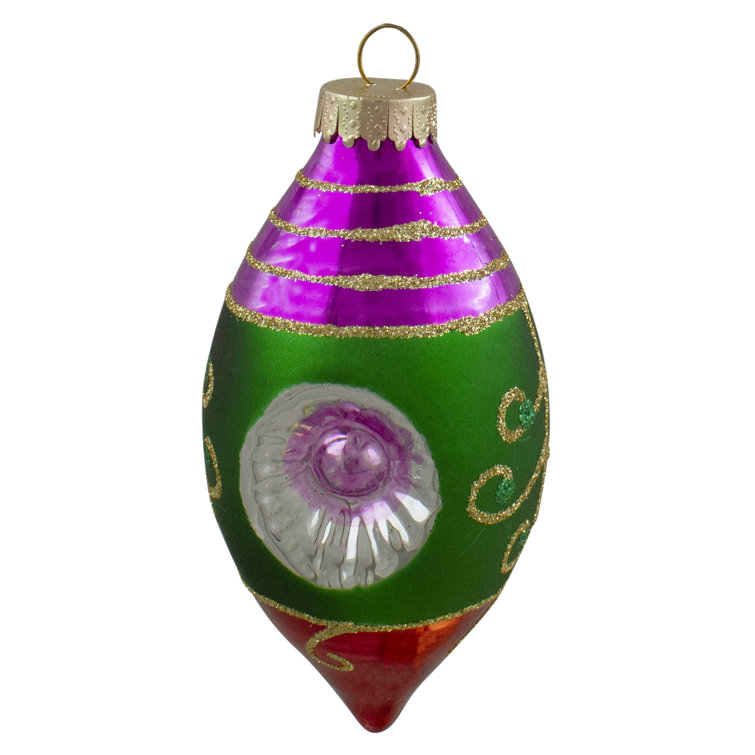 Retro Multi-Color Glass Finial Christmas Ornament Set