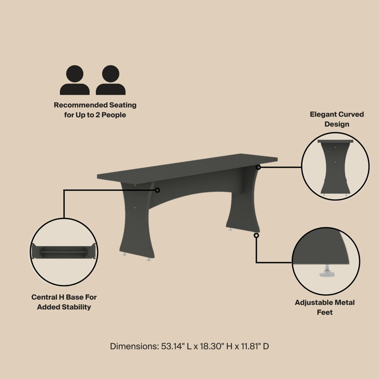 Coney Gray MDF Mid-Century Modern Dining Bench Set