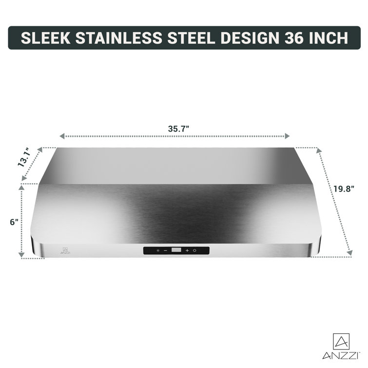36" Stainless Steel Convertible Under Cabinet Range Hood with LED Lights