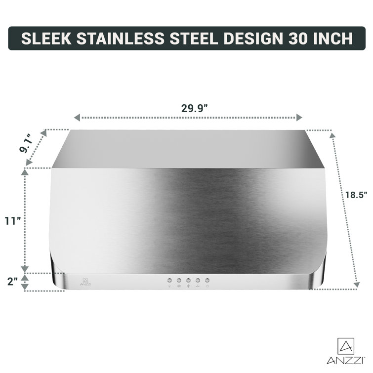 30" Stainless Steel Convertible Under Cabinet Range Hood with LED Lights